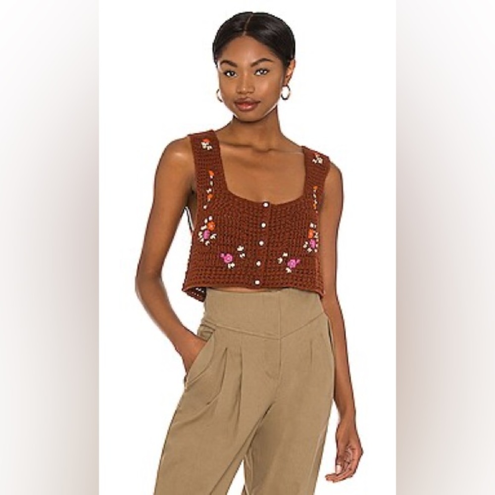 Free People Wildflowers Cardi Crochet‎ Vest